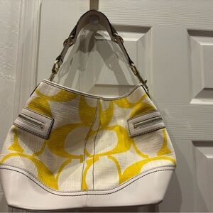Vintage Coach Yellow and White Hobo Bag